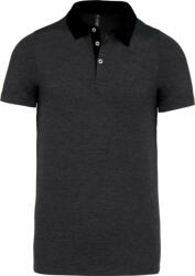 Kariban Férfi galléros póló Kariban KA260 Men'S Two-Tone Jersey polo Shirt -2XL, Dark Grey Heather/Black