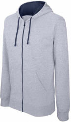 Kariban Férfi kapucnis pulóver Kariban KA466 Men'S Contrast Hooded Full Zip Sweatshirt -XL, Oxford Grey/Navy