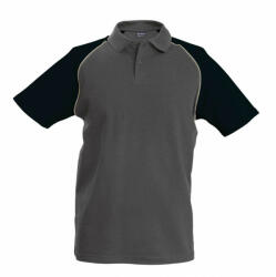 Kariban Férfi galléros póló Kariban KA226 Baseball - Short-Sleeved polo Shirt -XL, Slate Grey/Black