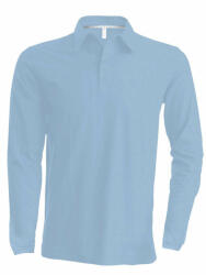 Kariban Férfi galléros póló Kariban KA243 Men'S Long-Sleeved polo Shirt -2XL, Sky Blue