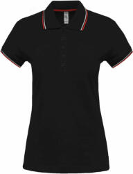 Kariban Női galléros póló Kariban KA251 Ladies' Short-Sleeved polo Shirt -S, Black/Light Grey/White