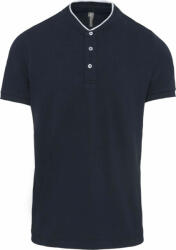 Kariban Férfi galléros póló Kariban KA223 Men'S Short Sleeve polo Shirt With Mandarin Collar -XS, Navy/White