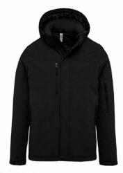Kariban Férfi Softshell Kariban KA650 Men'S Hooded Softshell Lined parka -2XL, Black