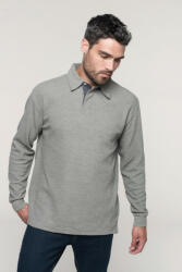 Kariban Férfi galléros póló Kariban KA221 French Rib - Long-Sleeved Ribbed polo Shirt -XL, Stone Grey Heather/Dark Grey