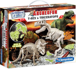 Clementoni Set Clementoni Science & Play - Schelete luminoase de T-Rex si Triceratops (61245)