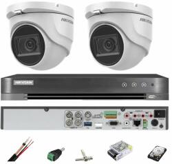  Kit supraveghere Hikvision 2 camere interior 4 in 1, 8MP, 2.8mm, IR 30m, DVR 4 canale, accesorii, hard disk (36032-)