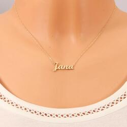Ekszer Eshop 14K arany állítható nyaklánc Jana névvel, finom csillogó lánc