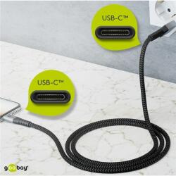 Goobay USB-C flexibilis textil adat- és töltő kábel, 1m, asztroszürke-ezüst
