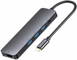 Basekit Adaptor Multiport 5 in 1 USB Type-C, Basekit TD-USH146, HDMI 4K, USB-C PD, USB 3.0, Space Gray (TD-USH146)