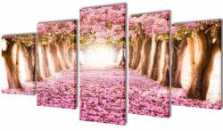 VidaXL Set tablouri de pânză, Flori de cireș, 100 x 50 cm (241574)