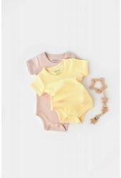 BabyCosy Set 2 body-uri bebe unisex -100% bumbac organic - Galben/Roz, BabyCosy (Marime: 6-9 luni) (BC-CSYW1005-6) - babyneeds