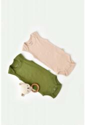 BabyCosy Set 2 body-uri fara maneci bebe unisex din bumbac organic si modal - Verde/Blush, BabyCosy (Marime: 9-12 luni) (BC-CSYM11112-9)