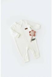 BabyCosy Salopeta cu maneca lunga si fermoar din 80%bumbac organic si 20% poliester - Ecru, BabyCosy (Marime: 3-6 Luni) (BC-CSYK6027-3)