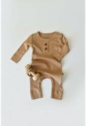 BabyCosy Salopeta cu maneca lunga si pantaloni lungi din bumbac organic si modal - Maro BabyCosy (Marime: 0-3 Luni) (BC-CSYM11414-0)