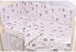 Confort Family - Set complet lenjerie si aparatori patut 120x60 cm bumbac 100% model fetite (CFAM8308) Lenjerii de pat bebelusi‎, patura bebelusi