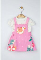 Tongs baby Set rochita din muselina cu tricou cu bulinute pentru fetite, Tongs baby (Culoare: Roz, Marime: 6-9 luni) (tgs_4164_3) - babyneeds