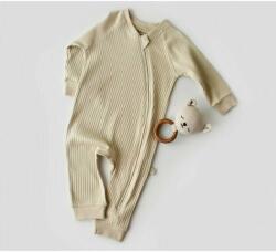 BabyCosy Salopeta cu fermoar cu maneca lunga si pantaloni lungi din 95%bumbac organic si 5% elastan - Crem, BabyCosy (Marime: 12-18 Luni) (BC-CSYR4610-12)