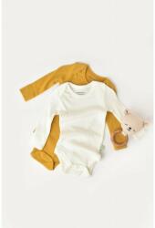 BabyCosy Set 2 body-uri cu maneca lunga bebe unisex din bumbac organic si modal - Mustar/Ecru, BabyCosy (Marime: 6-9 luni) (BC-CSYM11309-6)