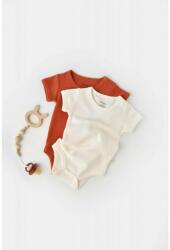 BabyCosy Set 2 body-uri bebe unisex -100% bumbac organic - Scortisoara/Ecru, BabyCosy (Marime: 9-12 luni) (BC-CSYW1004-9)