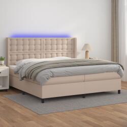 vidaXL cappuccino színű műbőr rugós ágy matraccal és LED-del 200x200cm (3139408) - vidaxl