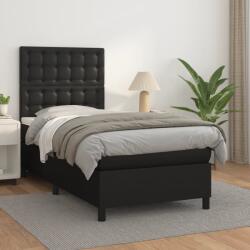 vidaXL fekete műbőr rugós ágy matraccal 90 x 200 cm (3142821) - vidaxl