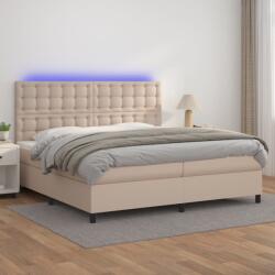 vidaXL cappuccino színű műbőr rugós ágy matraccal és LED-del 200x200cm (3135968) - vidaxl
