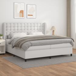 vidaXL fehér műbőr rugós ágy matraccal 200 x 200 cm (3129052) - vidaxl