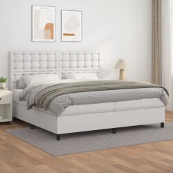 vidaXL fehér műbőr rugós ágy matraccal 200 x 200 cm (3142864) - vidaxl