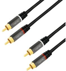 LogiLink Audio Cable, 2x2 Cinch (RCA) male, gold, 3, 0m, black (CA1206)