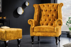 CHESTER design bársony fotel - mustár (41444)