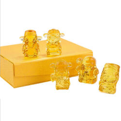  Set statuete Buddha FuLuShouXiCai, 5 binecuvantari ale familiei pentru prosperitate in casa, cristal Citrin galben cutie cadou cu satin