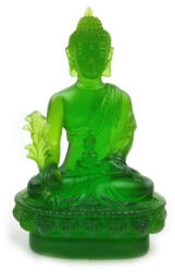  Set Buddha medicinei verde, staueta cristal glazurat Liuli k9 cu covoras antiderapant, simbol de prosperitate 13 cm