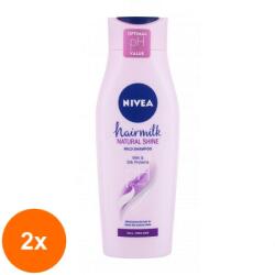 Nivea Set 2 x Sampon de Par Hairmilk Shine Nivea Hair Care, 400 ml
