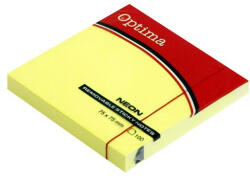 Optima Öntapadós jegyzet OPTIMA 75x75mm neon sárga 100 lap (22933) - papir-bolt