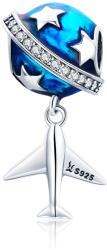 BeSpecial Charm argint 925 planeta albastra cu avion, stelute si zirconii albe PST0149 (PST0149)