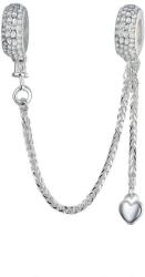 BeSpecial Talisman cu lant de siguranta din argint cu inimioara placat cu rodiu (PST0403)