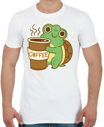 printfashion Kávézó teknős - Férfi póló - Fehér (11710394)