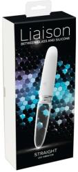Liaison Straight akkus, szilikon-üveg LED rúdvibrátor (áttetsző-fehér)