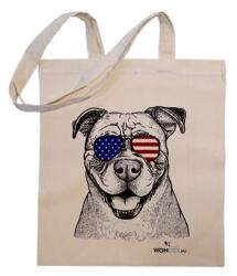 Kutya jó vászontáska Amerikai bulldog, 38x42x0, 3cm hosszúfülű 140g/m2 natúr pamut