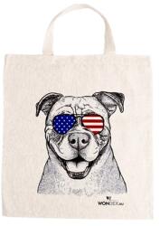 Kutya jó vászontáska Amerikai bulldog, 27x31x0, 3cm 140g/m2 natúr pamut