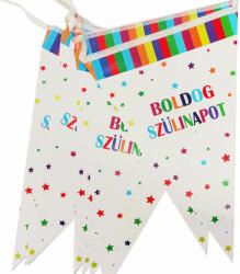  Boldog szülinapot színes csillagos papír zászlófüzér 3 m