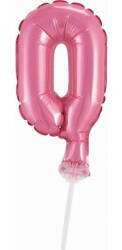 Godan Pink, Rózsaszín 0-ás szám fólia lufi tortára 13 cm (MLG113501)