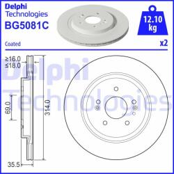 DELPHI Disc frana DELPHI BG5081C (BG5081C) - automobilus