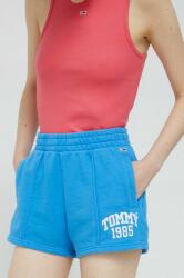 Tommy Jeans pamut rövidnadrág sima, magas derekú - kék L - answear - 16 990 Ft