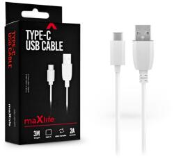 Maxlife 10W USB/Type-C adat- és töltőkábel 3m - fehér