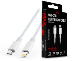 MaxLife USB Type-C - Lightning adat- és töltőkábel 2 m-es vezetékkel - Maxlife MXUC-05 USB-C to Lightning PD3.0 Cable - 20W - fehér - nextelshop