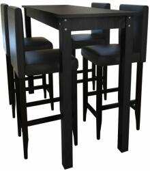 vidaXL Masă de bar cu 4 scaune de bar, negru (160725)