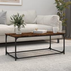 vidaXL Măsuță cafea stejar fumuriu 102x50x40 cm lemn prelucrat și fier (823299) Masa de cafea