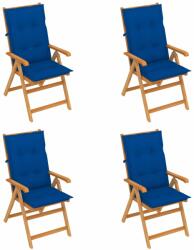 vidaXL Scaune grădină cu perne albastru regal, 4 buc. , lemn masiv tec (3065555)