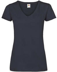 Fruit of the Loom Női póló Csapott ujjú Fruit of the Loom Valueweight V-Neck T Lady-Fit - S, Mély sötétkék (navy)